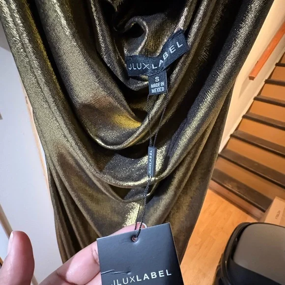 Jluxlabel Elegant Gold Metallic Gown - Picture 4 of 5